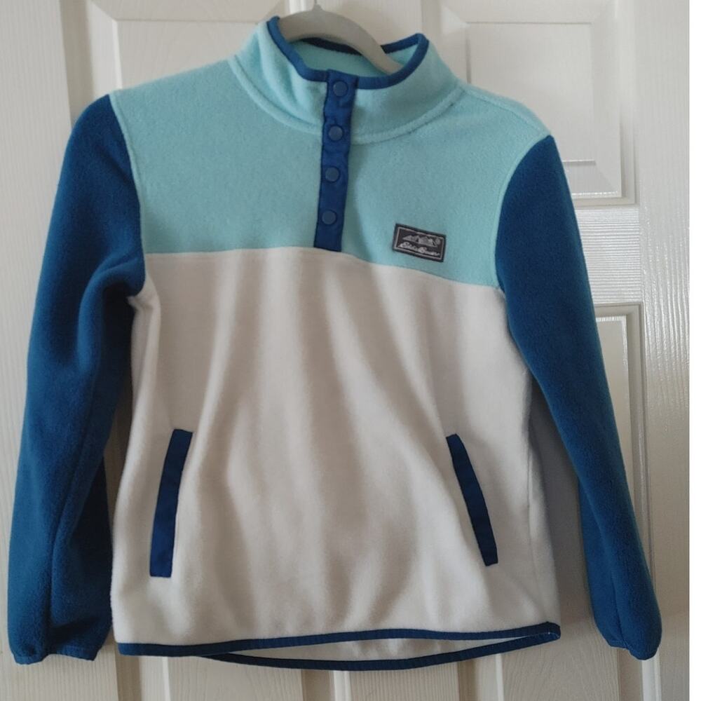 Eddie Bauer Kids Sweater Fleece Pullover 1/4 Button Medium 10/12 Girls